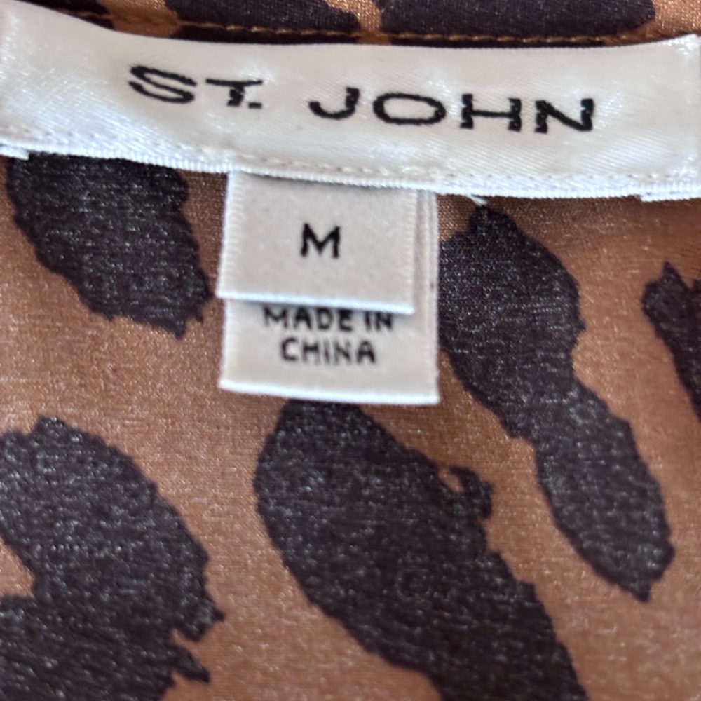 NWOT St. John Collection 3pc Cognac Leather Jacket, Animal Tank, Jeans 16/M/14 - Picture 9 of 16